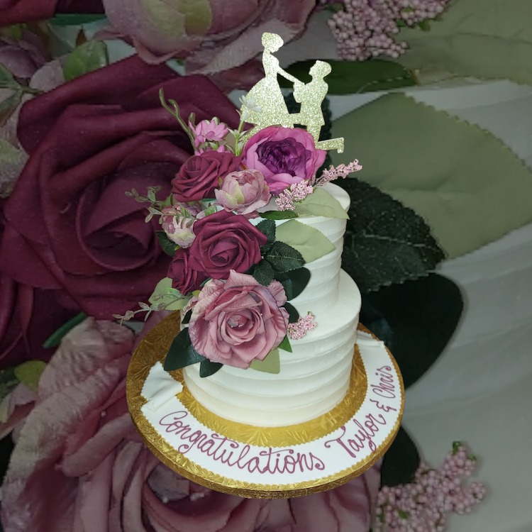 FLORAL ENGAGEMENT CAKE