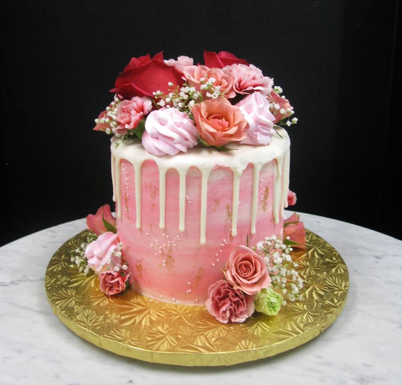 PINK AND RED FLORAL CAKE