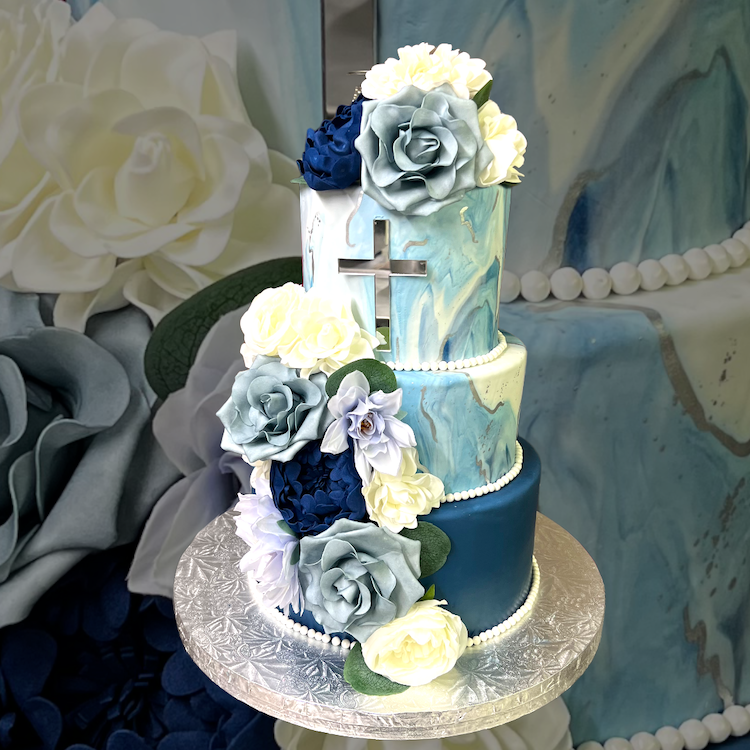 BLUE GRADIENT COMMUNION CAKE