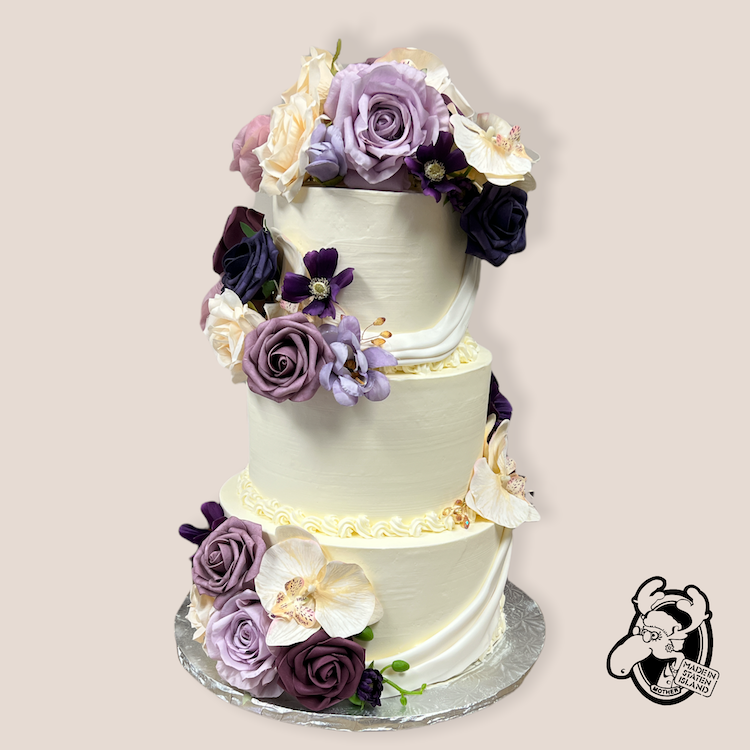 3-TIER PURPLE FLORAL CAKE