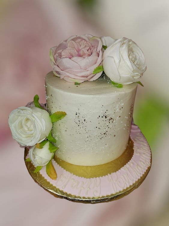 PEONY AND ROSE FLORAL CAKE