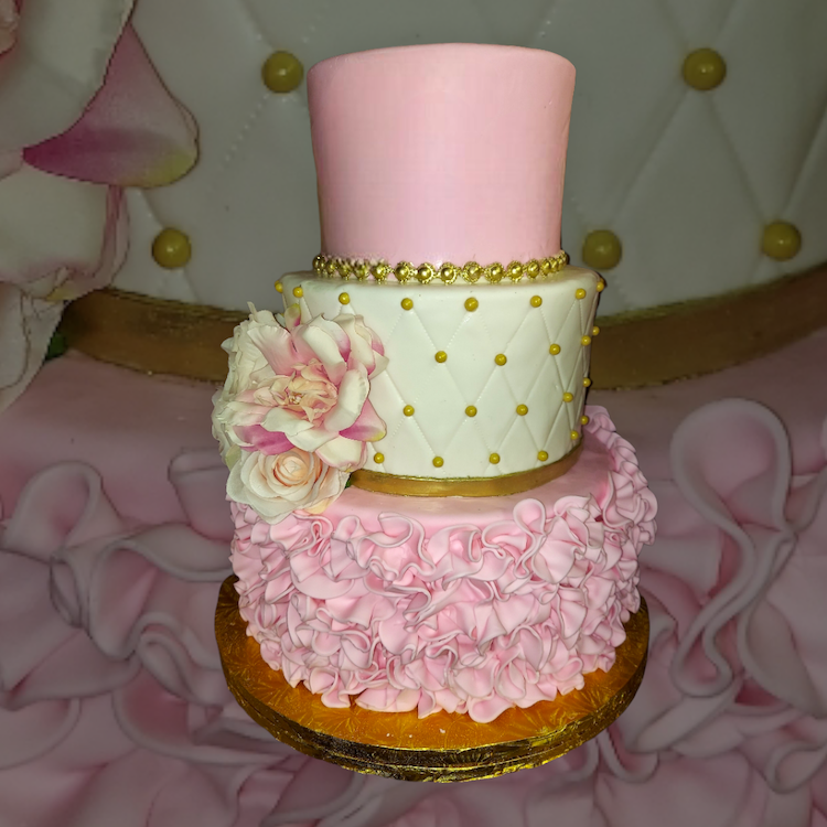 3-TIER PINK DESIGN CAKE