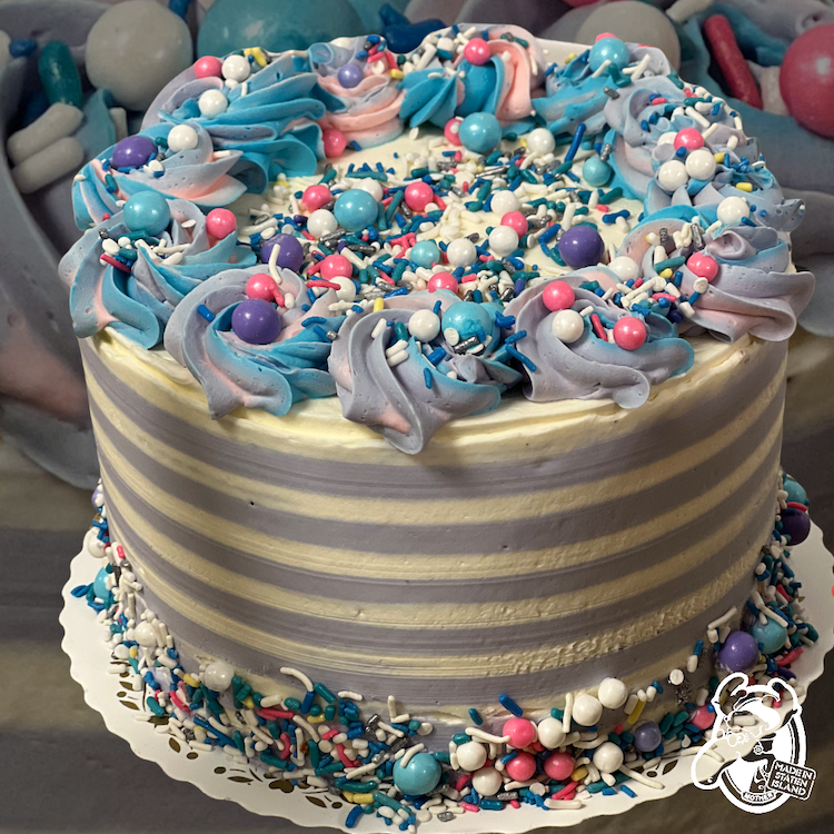 BLUE AND PINK PEARL DESIGN CAKE