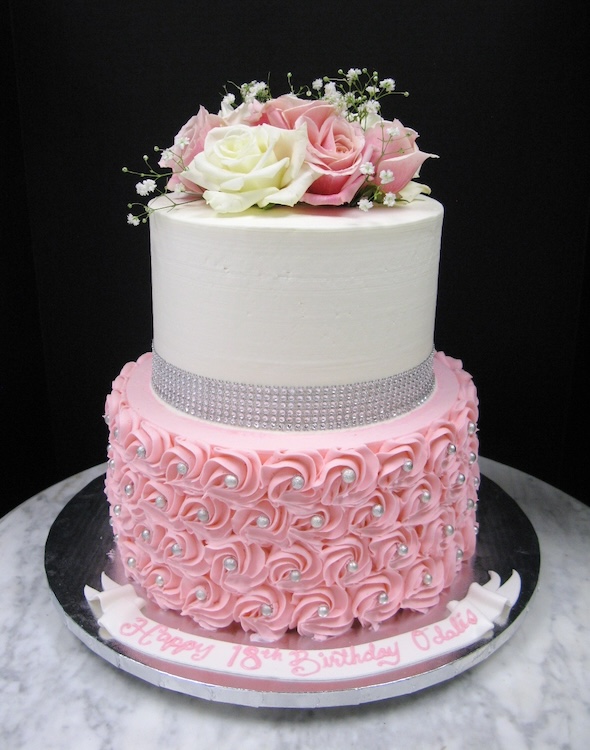 2-TIER 18TH BIRTHDAY FLORAL CAKE